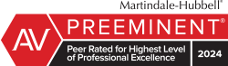 Martindale-Hubbell | AV Preeminent | Peer Rated For Highest Level Of Professional Excellence | 2024